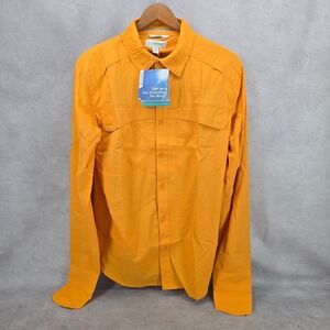Coolibar Long Sleeve Mens Nassau Fishing Shirt Size M Orange UPF 50+ Outdoorwear